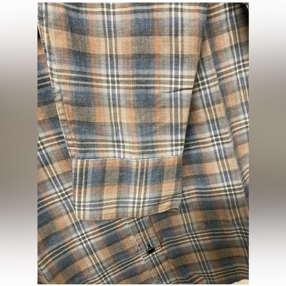 Flag&Anthem Mens Plaid Shirt Button Up Burnout Medium Navy Coral Lightweight NWT - Picture 9 of 13